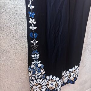 Chico's Black and Blue Floral Wide Leg Pants